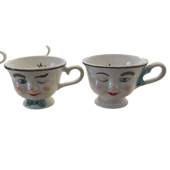 Baileys Irish Cream Yum Winking Face Tea Cup Mug 1996 Limited Ed Set Mr & Mrs - Picture 1 of 8